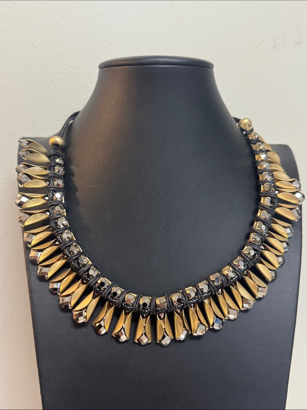 Chico's Gold and Black Faceted Collar Necklace